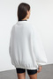 Ecru Zippered Oversize/Wide Fit Thick Fleece Lined Knitted Sweatshirt Twoaw25Sw00122 - 5