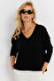 Women's Black Short-Front Knit Sweater Yi̇l551 - 3