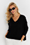 Women's Black Short-Front Knit Sweater Yi̇l551 - 4