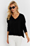 Women's Black Short-Front Knit Sweater Yi̇l551 - 5
