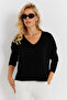 Women's Black Short-Front Knit Sweater Yi̇l551 - 2