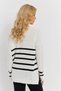 Women's Ecru V-Neck Striped Knitwear Sweater Yi̇l550 - 3