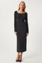 Women's Anthracite Carmen Collar Long Knitwear Dress Fn03325 - 10