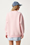Women's Pink Embroidered Emblem Oversize Sweatshirt Nj00160 - 6