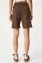 Women's Brown Washed Knitted Tracksuit Shorts Hw00012 - 5