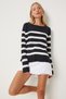 Women's Navy Blue Striped Comfortable Knitwear Blouse Fn03306 - 5