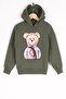 Hooded Long Sleeve Bear Printed Khaki Color Boys' Sweatshirt