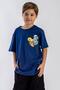 Indigo Colored Boys' T-Shirt - Crew Neck, Monster Printed