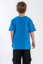 Crew Neck Short Sleeve Palm Printed Blue Color Boy's T-shirt - 7