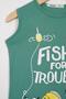 Fishing for Trouble Text Printed Cagla Green Color Boys' T-Shirt - 2