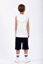 Boy's Ecru T-Shirt - Printed, Hooded and Zero Sleeve - 5