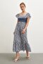 Blue Maxi Dress - Waist Elastic