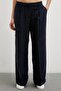 Wide Leg Palazzo Trousers Navy Blue - 5
