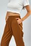 Women's Cotton Linen Pocketed Loose Fit Oversize Palazzo Trousers Brown - 8