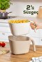 G-576 2 Pieces Plastic Strainer Multi-Purpose Pasta Fruit Vegetable Rice Washing Strainer Beige White - 2