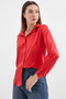 3964 Lightly Flowing Satin Shirt - Claret Red - 3