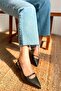 Sole Pointed Toe Single Strap Buckle Black Matte Leather Heeled Women's Shoes - 4