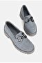 WOMEN'S GREY SUEDE GENUINE NATURAL LEATHER SIZE 36-41 BUCKLED LOAFERS - 5