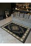 Beige Border Detailed Black Blue Antique Design Series Patterned Decorative Carpet Antique129 - 3