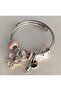 Steel Bracelet with Butterfly and Love Charm - 2