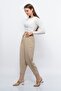 Thin Summer Women's High Waist Comfortable Loose Cotton Slouchy Fit Basic Elastic Waist Ankle Length Pants - 3