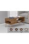 Modern Coffee Table with Storage Shelf & Side Compartment - Dark Hunton Oak - 3