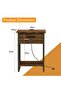 Modern Night Stand with USB Charging, Open Shelves, Drawer - Dark Oak & Grey - 5