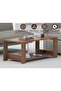 Modern 2-Tier Coffee Table w/ USB Port - Truffle Davos Oak, for Living, Study & Office - 3
