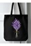 Black Canvas Thick Lavender Design Lavender, Tote Bag, Cloth Bag, Canvas Bag, Shopper Bag - 2