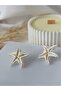 Steel stud earrings with pearl detail, starfish custom design, polymer clay earrings.