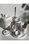 Marble Look Bathroom Set Trash Can, Toilet Brush, Tray, Soap Dish, Cotton Holder, Faucet Holder - 7