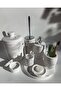 Marble Look Bathroom Set Trash Can, Toilet Brush, Tray, Soap Dish, Cotton Holder, Faucet Holder - 2