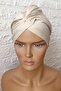 Aura Ready Turban Bonnet Combed Sand Beige Cross Banded Women's Hijab Bonnet Hijab Outer Bonnet - 5