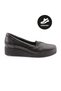 101 Women's Thick Sole Rubber Detailed Comfort Shoes Genuine Leather Black Crocodile