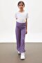 Lilac Slit Leg Belted Viscose Fabric Girl's Trousers 18101