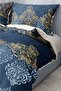 Duvet Cover Set 100% Cotton Satin Fitted Sheet Deluxe Collection Double 3d Damask - 3