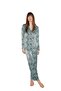 Penye Mood Women's Silky Feel Satin Leopard Pajama Set 2036