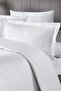 Premium Dowry Set 82 Thread Count 100% Cotton Satin Special Weave White Striped Duvet Cover Set - 4