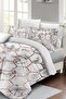 Cotton Satin Double Duvet Cover Set with Elastic Sheets Marble Geo - 3