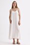 Wide Cut Loose Linen Summer Dress - Rope Strap - 5