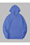 3 Thread Blue/Pink Unprinted Kangaroo Pocket K Hooded Women Men Sweatshirt Hoodie