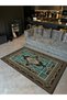 Patterned Antique Design Series Decorative Carpet in Blue Green Tones Antik148 - 3