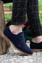 Men's Navy Blue Velvet Casual Shoes0012444 - 4