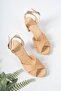 Genuine Leather Heeled Cross Strap Leather Sandals - 3