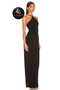 Women's Black Maxi Dress with Elastic Slits, Silk Jersey, Double Layer, No-Show Maxi Dress - 2