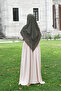 Pleated Zippered Aerobin Fabric Hijab Ferace/Dress - Beige - 5