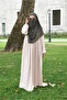 Pleated Zippered Aerobin Fabric Hijab Ferace/Dress - Beige - 3