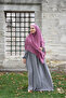 Pleated Zippered Aerobin Fabric Hijab Ferace/Dress - Gray - 4
