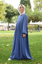 Indigo Hijab Ferace - Pleated and Zippered Aerobin Fabric - 4