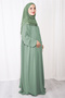 Soft Green Aerobin Fabric - Pleated Zippered Hijab Ferace - 4